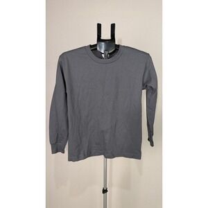 Alstyle‎ Youth Long Sleeve T Shirt Gray Size Medium M Crew Neck Basic Tee